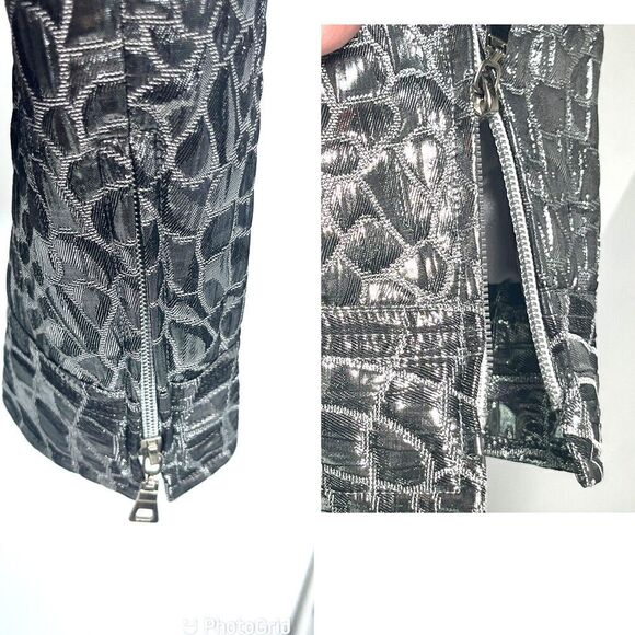 Chico's Silver Crocodile Stellar Jacket Size 1 Medium 8 10 US Blazer - Picture 8 of 12